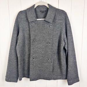 Eileen Fisher Felted Merino Wool Doubleknit Jacket Size Large Heathered Gray